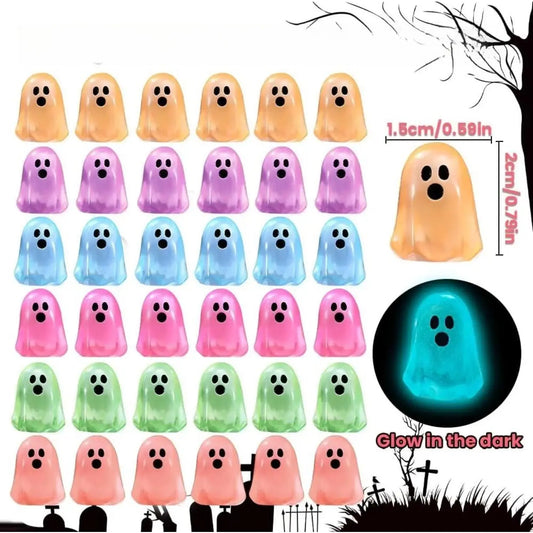 Glow-in-the-Dark Resin Collectible Figure Ornaments (Multiple Packs) - Cute Ghost Smooth Miniatures, Room Decor Statue, Statues for Home Decor, Halloween Desktop Accent