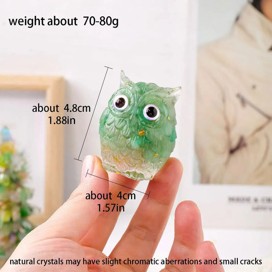 Natural Crystal Stone Gravel Owl Figurine, 1 Count Handmade Resin Craft, Small Decorative Ornament for Home & Office & Gift Collection, Indoor Home Decoration, Living Room Decor, Ornaments Statues, Statue Figurines