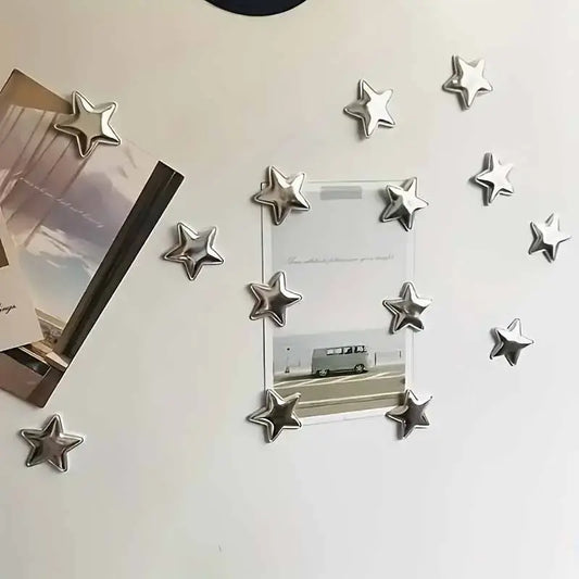 Best gift 10 PCS Silver Star-Shaped Decorative Fridge Magnets,Ideal for Decorating Refrigerators, Offices, and Homes; Suitable for Kitchen and Office Decor, Enhancing Fridge Organization