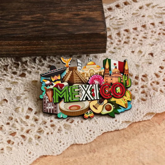 Mexican Refrigerator Magnets - Mayan Pyramid Shaped Magnet, Angel Sculpture, Sombrero Designs, Travel Souvenir Gift, Home Decor for Kitchen-Office Cabinet Fridge Decor