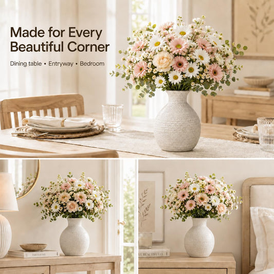 Nawaza Ceramic Flower Vase White Small Farmhouse Table Decor Vase V14
