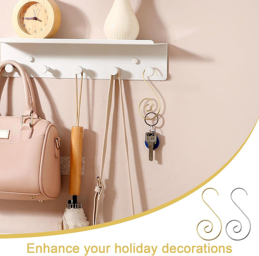 80 Pcs Christmas Ornament Hooks, Stainless Steel S Hooks for Holding Christmas Balls - Gold and Silver