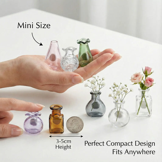 Compact Round Magnetic Mini Hydroponic Glass Vase Fridge Magnets Set - Real Flower Propagation Station, Fridge Decor Blooms, Cute Kitchen & Locker Gift for Graduation Nurses Week