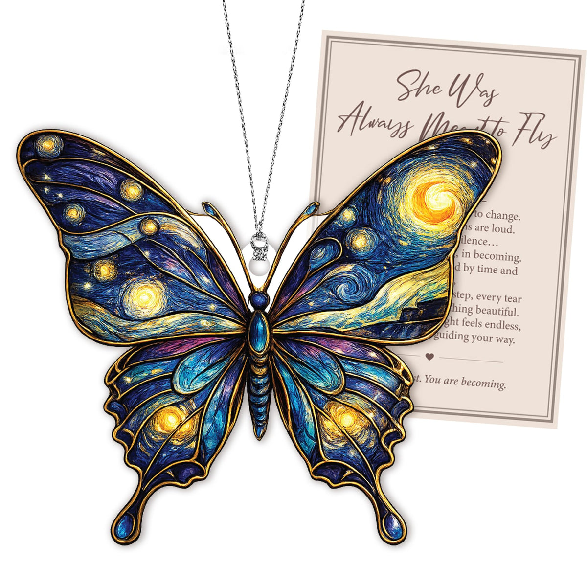 Butterfly Starry Night Christmas Ornaments 2026, Butterflies Suncatcher Ornament for Window Tree Decor, Christmas Decorations, Butterfly Gifts for Women, Unique Holiday Fantasy Gifts