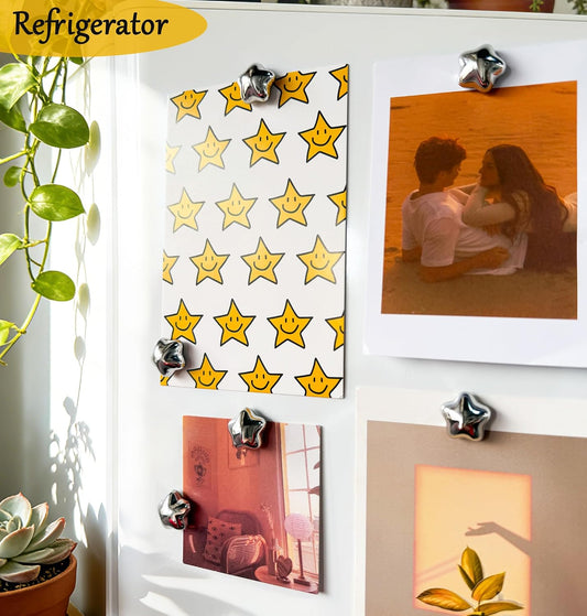 Fridge Magnets,15Pcs Silver Star Magnets Refrigerator Decorative