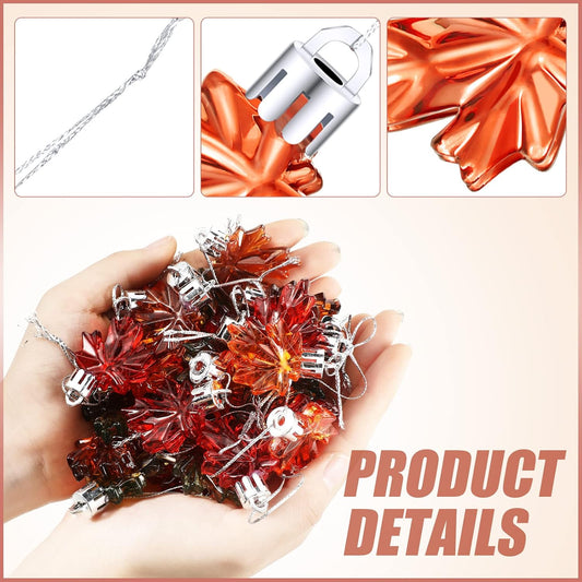 Funtery 24 Pcs Fall Tree Ornaments, Mini Maple Leaf Hanging Decorations