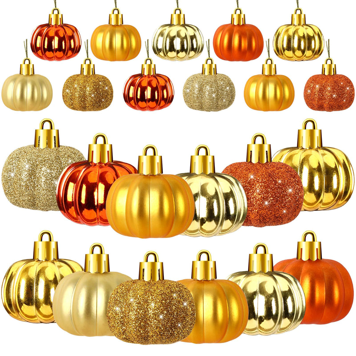 JULMELON 24 Pcs Fall Pumpkin Tree Ornaments 3D Cute Hanging Decorations