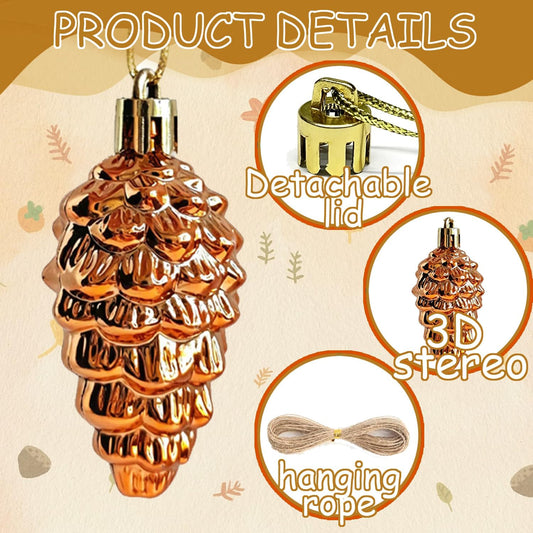 12 PCS Fall Tree Decorations Ornaments, 3D Plastic Fall Ornaments for Tree Pumpkin Leaves Pinecone Acorn Home Holiday Party Decor