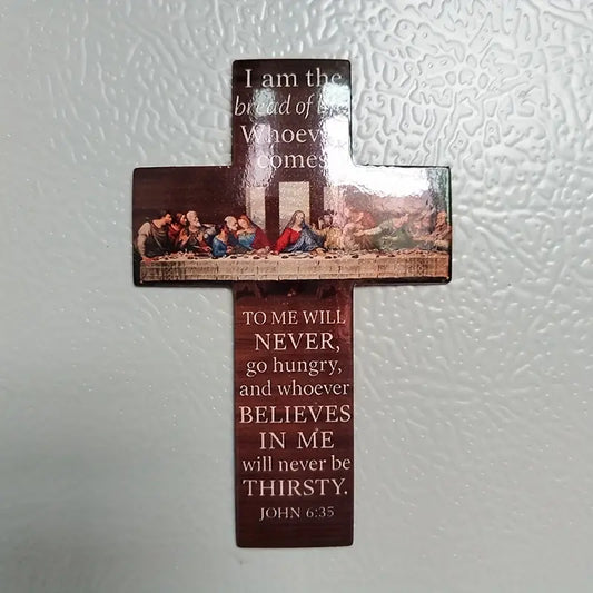 Cross Refrigerator Magnet, Christian Refrigerator Magnet, Bible Verse Art Faith Magnetic Refrigerator Magnet, Christian Cross, Suitable for Christian Kitchen Decoration for Christmas, Easter, Ramadan, 2D Flat