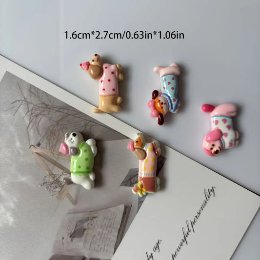5-Pack Cute Cartoon Puppy Refrigerator Magnets, Animal Magnets, Cute Fridge Magnets, Decorative Fridge Magnets, Kitchen Office Whiteboard Dishwasher Decor, Bright Colors, Perfect Gift for Holidays