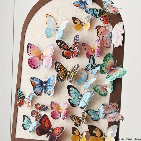 36pcs Lifelike Watercolor Wing Hanging Ornaments Set - Easy-to-Hang Fashion Accessory Set for Wedding, Party Decorations, Realistic Hanging, Basic, Synthetic, Unisex, Easy-Hanging, Butterflies, Artificial Hanging,sohochic