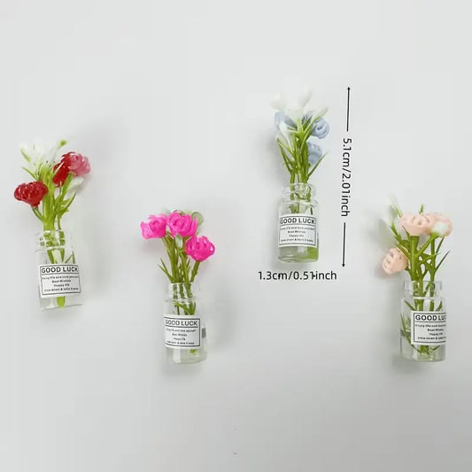 8pcs Mini Floral Vase Magnets - 3D Glass Decorative Refrigerator Magnets with Cute Flower Design, Fridge Magnets Cute, Perfect for Kitchen & Holiday Gifts, Refrigerator Magnets, Kitchen Decor, Playful Design, Durable Magnets