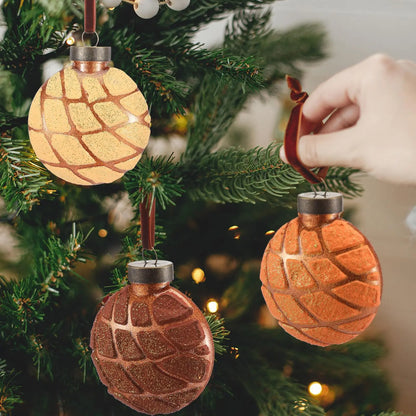 12 Pcs Mexican Christmas Ornaments, Pink Concha Sweet Bread Hanging Decor with Shatterproof Durable Design, Unique Food-Themed Tree Decorations for Christmas Holiday Party, Home Accent, Gift Exchange and Mexican Inspired Celebrations