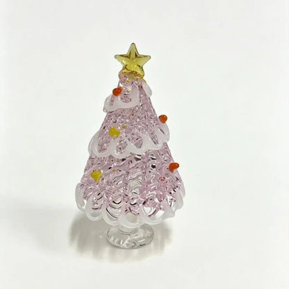Glass Christmas tree ornament, handcrafted glass art, 3.35 inches tall, cute Christmas gift.