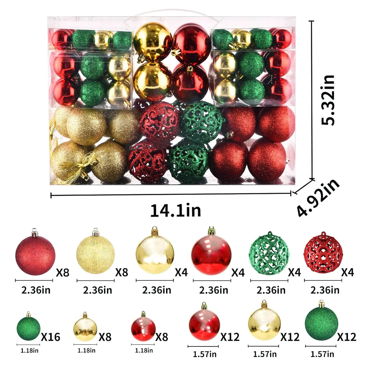 100-Piece Shatterproof Christmas Ball Ornaments  - Champagne & White Hanging Tree Decor, Holiday Indoor Home Party Supplies, Black Friday Deal: Christmas/New Year Gift