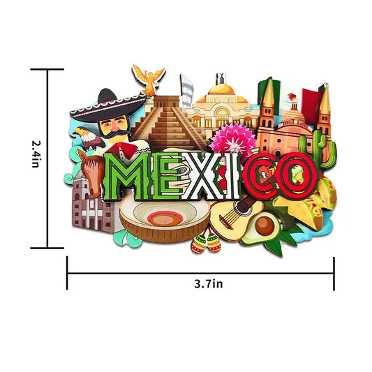 Mexican Refrigerator Magnets - Mayan Pyramid Shaped Magnet, Angel Sculpture, Sombrero Designs, Travel Souvenir Gift, Home Decor for Kitchen-Office Cabinet Fridge Decor