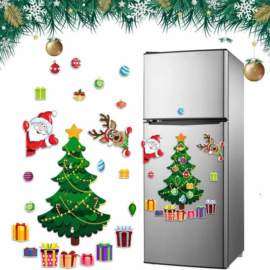 Christmas Refrigerator Magnets,Christmas Tree Magnets for Fridge Stickers Decoration,Adorable Xmas Stickers for Kids, DIY Fridge Santa Reindeer Snowman for Fridge Garage Kitchen Metal Door Christmas Decoration, fun decorations,Christmas gifts,