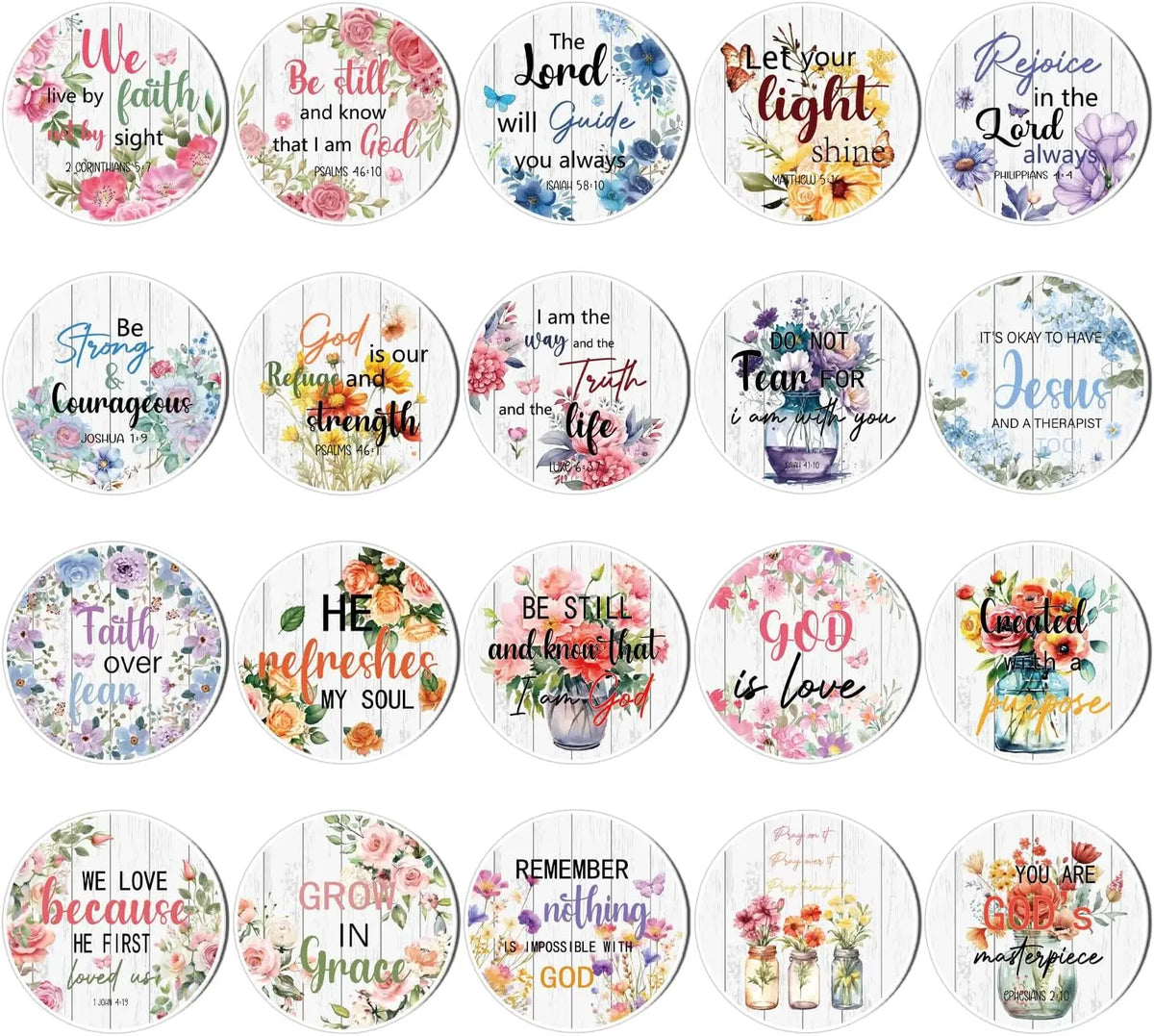 Bible Verses Fridge Magnets Set - 20Pcs Floral Christian Religious Refrigerator Magnets Inspirational Scripture Magnetic Decorations Refrigerator Stickers for Home Fridge Office Kitchen Locker