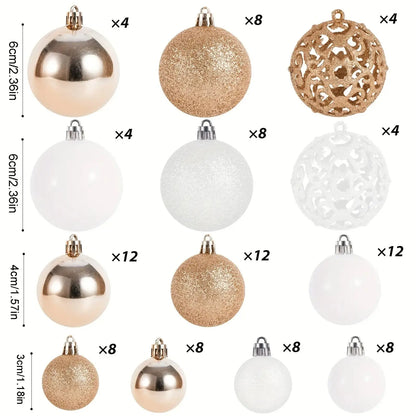100-Piece Shatterproof Christmas Ball Ornaments  - Champagne & White Hanging Tree Decor, Holiday Indoor Home Party Supplies, Black Friday Deal: Christmas/New Year Gift