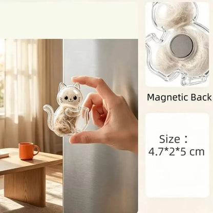 2 Pcs Cute Fridge Magnets Whisker Holder - Transparent Acrylic Magnetic Item, Refrigerator Decorating Magnets, Home Supplies Gift for Cat Owners