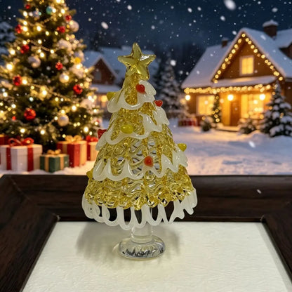 Glass Christmas tree ornament, handcrafted glass art, 3.35 inches tall, cute Christmas gift.