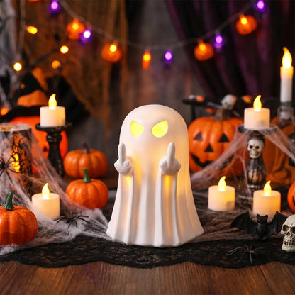 1-Piece Light-Up Halloween Ghost Figurine (2.76*3.35in) - Cute Spooky Statue, Home Decor Gift for Indoor Use (Desk, Office)