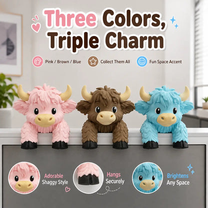 Highland Cow Monitor Buddy and Screen Sitter, 3D Printed Emotional Support Desk Companion and Office Decor-YY0