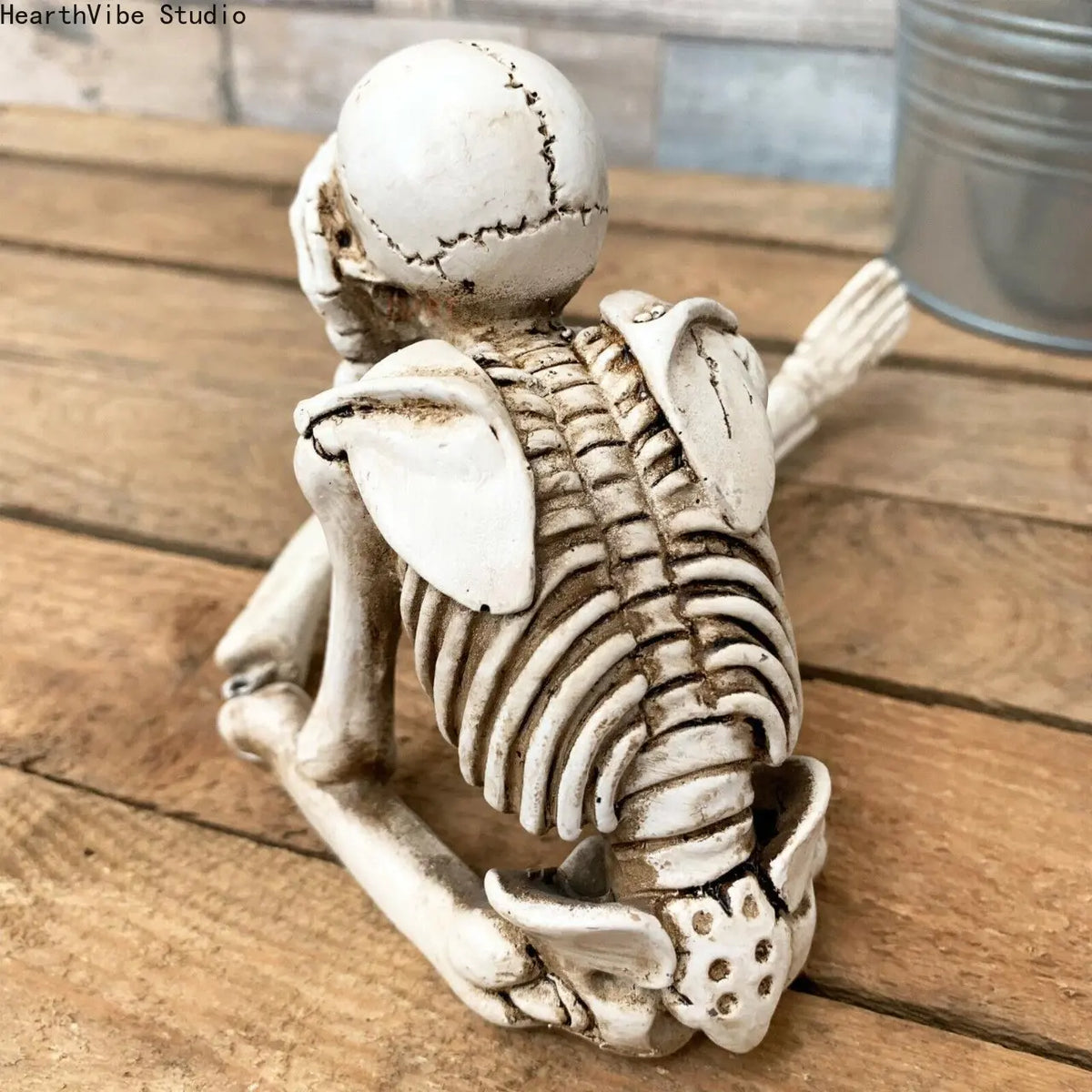 3 Wise Skeleton Statue with Hanging Legs - See-Hear-Speak No Evil Gothic Shelf Sitter, Spooky Resin Decoration Figure, Whimsical Home Decor, Unique Decor, Halloween Hammock Accessory Gift