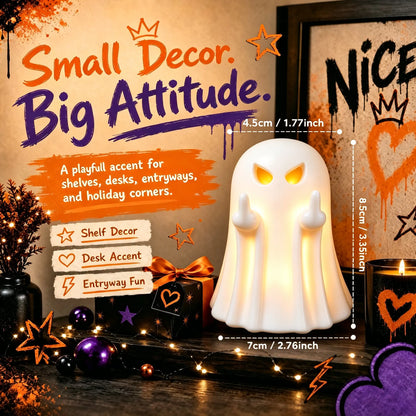 1-Piece Light-Up Halloween Ghost Figurine (2.76*3.35in) - Cute Spooky Statue, Home Decor Gift for Indoor Use (Desk, Office)