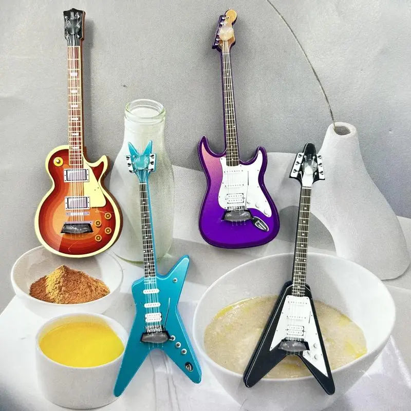 Guitar Shaped Fridge Magnet, 4 Counts/set Cute Guitar Design Fridge Magnet, Home Decor for Kitchen Office, Kitchen Utensils