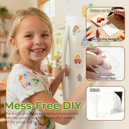 Magnetic Photo Frames 2"x2" Clear Acrylic DIY Fridge Magnets with Adhesive Backing ,Halloween Decorations,Square Magnets for Crafts, Kitchen, Classroom, Party,Office Decoration