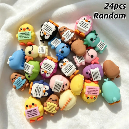 24/36-Piece Set of Random Mini Positive Figurines, Inspirational Emotional Support Gifts, Aesthetic Desk Decor and Stocking Stuffers for Halloween, Thanksgiving and Christmas, Great for Family, Friends and Colleagues