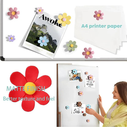 10 Oversized 3D Flower Magnetic Fridge Magnets, Vibrant Decorative Stickers for Storage Cabinets, Whiteboards, Kitchens & Offices