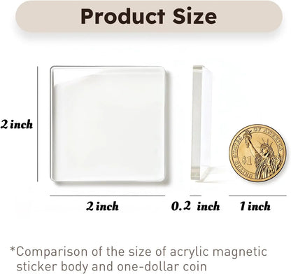 Magnetic Photo Frames 2"x2" Clear Acrylic DIY Fridge Magnets with Adhesive Backing – Square Magnets for Crafts, Kitchen, Classroom, Party & Office Decoration Back to School College Dorm Essentials #HomeEssentials #TikTokShopBackToSchool