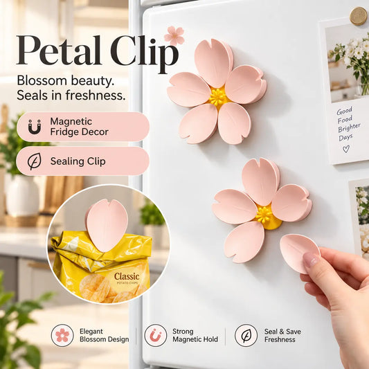 Cherry Blossom Magnetic Fridge Clips, Cute Flower Refrigerator Magnets & Snack Bag Sealing Clips, Reusable Kitchen Food Storage Clips for Home, Office & Fridge Decor