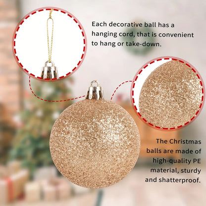 100-Piece Shatterproof Christmas Ball Ornaments  - Champagne & White Hanging Tree Decor, Holiday Indoor Home Party Supplies, Black Friday Deal: Christmas/New Year Gift