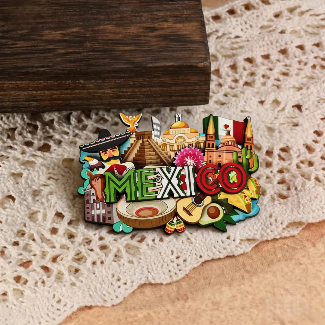 Mexican Refrigerator Magnets - Mayan Pyramid Shaped Magnet, Angel Sculpture, Sombrero Designs, Travel Souvenir Gift, Home Decor for Kitchen-Office Cabinet Fridge Decor