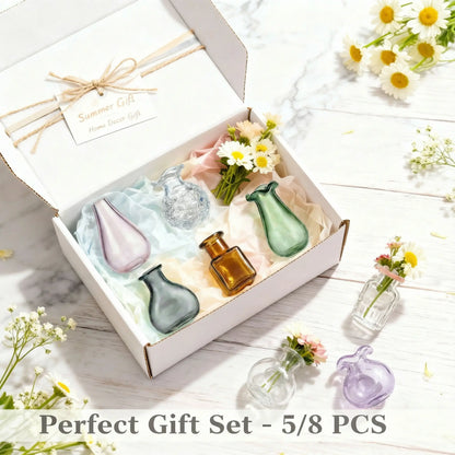 Compact Round Magnetic Mini Hydroponic Glass Vase Fridge Magnets Set - Real Flower Propagation Station, Fridge Decor Blooms, Cute Kitchen & Locker Gift for Graduation Nurses Week