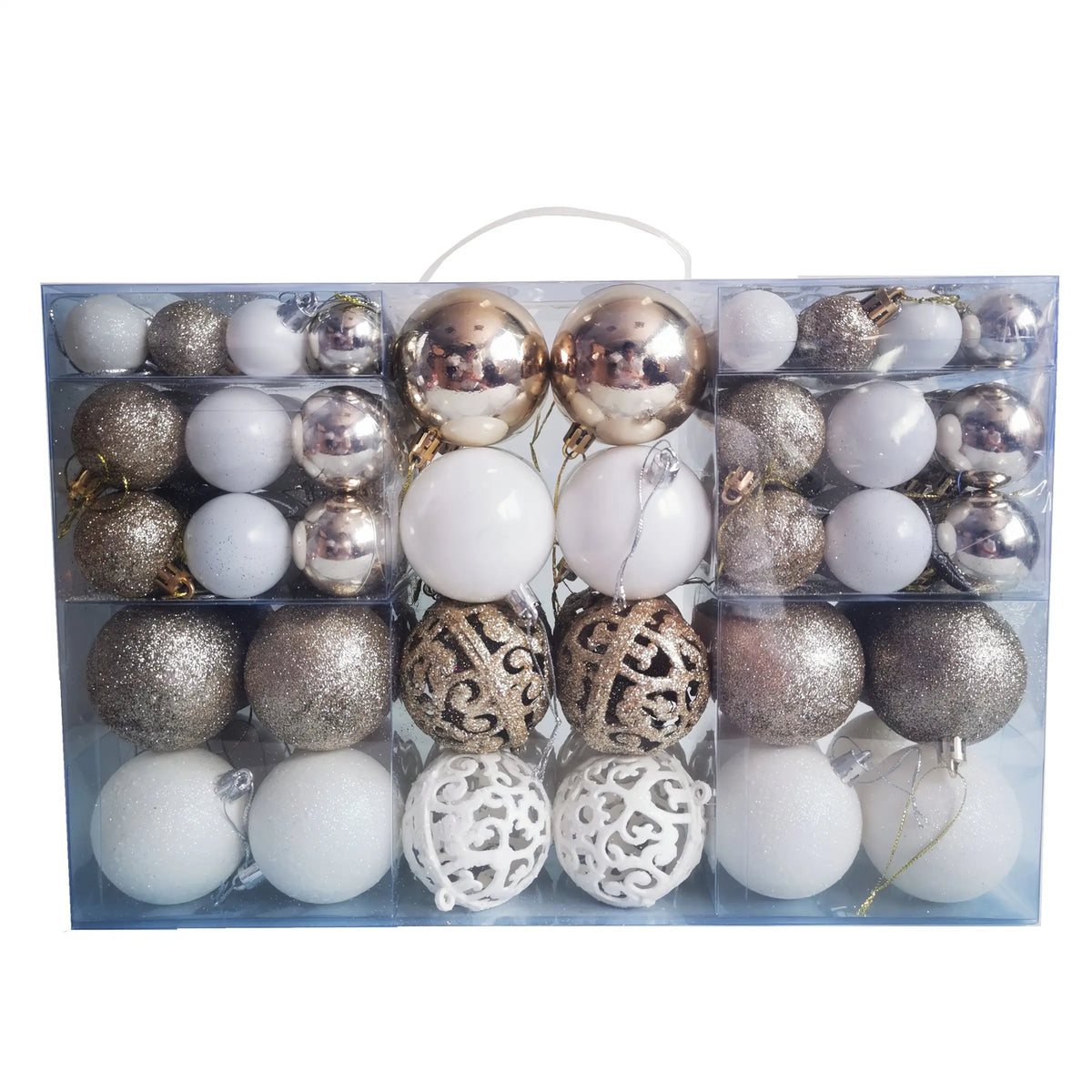 100-Piece Shatterproof Christmas Ball Ornaments  - Champagne & White Hanging Tree Decor, Holiday Indoor Home Party Supplies, Black Friday Deal: Christmas/New Year Gift