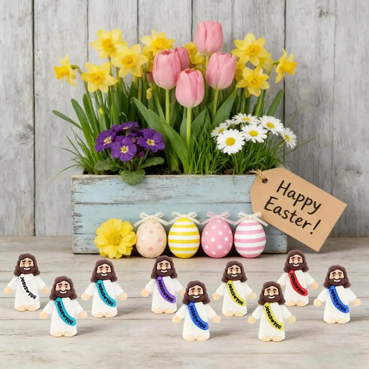 100 Pack Rubber Mini Jesus Figurines - Religious Home Decor Ornaments, Home Spiritual Decor Desk Trinkets, Church Christmas Party Favors, Easter Egg Stuffers Refill Pouch Inclusions