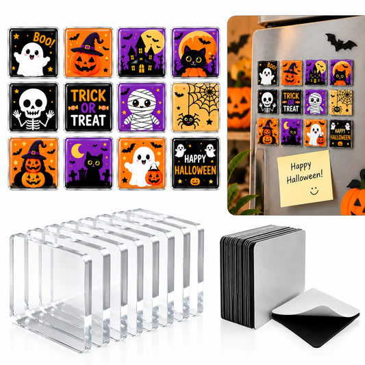 10/20-Pack 2"x2" Adhesive-Backed DIY Magnetic Refrigerator Magnets Set, Clear Acrylic DIY Refrigerator Magnets with Adhesive Backing for Pictures, Crafts, Gifts & Home Decoration