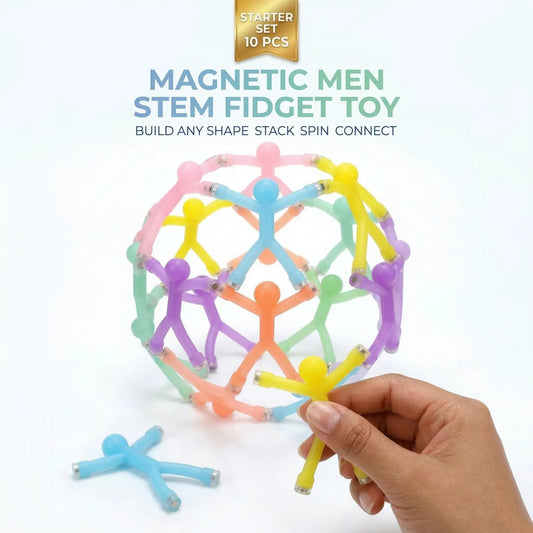 10-Pack Magnetic Fidget People Figures Maths Tactile Educational Sensory Building Toys - Small Size Fridge Magnets, Easter Gift Ideas for Kids, Stress Relief Set Pack for Anxious Kids, Travel Essentials