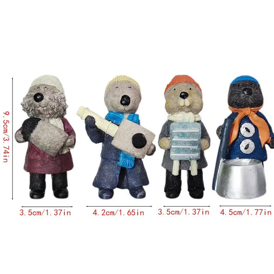 5-Piece Christmas Decoration Set, Organic Art Doll Statues, Resin Beaver Maputte Band Miniature Figurines, Home Decor Gifts, Home Decor Ornaments, Decorative Ornament, Festive Decorations