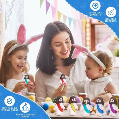 100 Pack Rubber Mini Jesus Figurines - Religious Home Decor Ornaments, Home Spiritual Decor Desk Trinkets, Church Christmas Party Favors, Easter Egg Stuffers Refill Pouch Inclusions