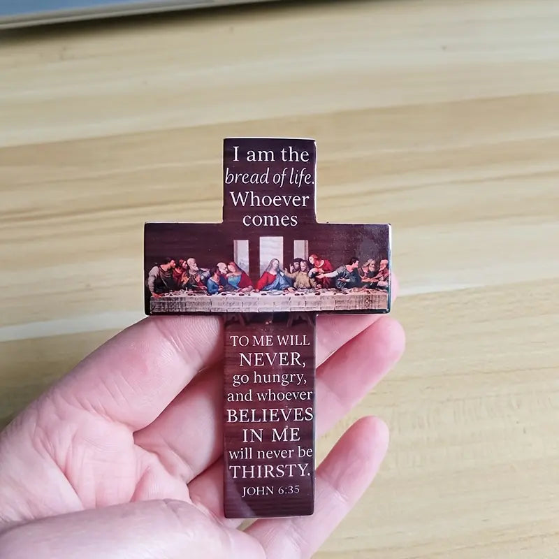 Cross Refrigerator Magnet, Christian Refrigerator Magnet, Bible Verse Art Faith Magnetic Refrigerator Magnet, Christian Cross, Suitable for Christian Kitchen Decoration for Christmas, Easter, Ramadan, 2D Flat