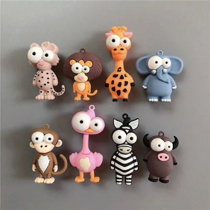 Fun Fridge Magnet Set – Soft-touch 3D animal designs featuring large, protruding eyes; perfect as decorative fridge accessories, party favors, or gift sets for children.