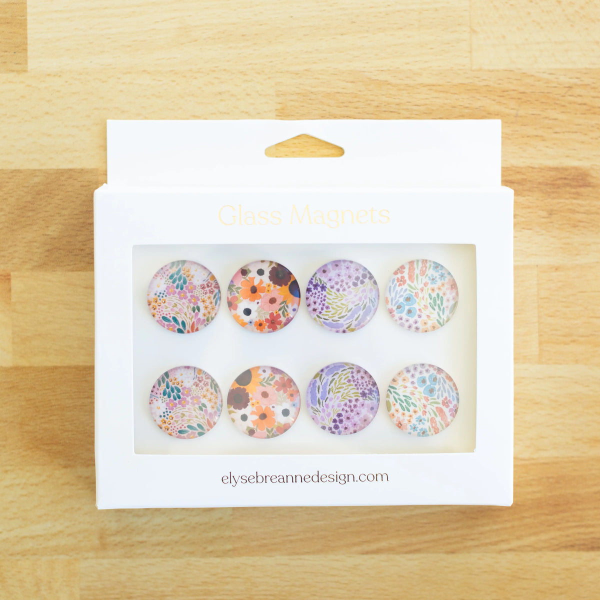 Elyse Breanne Design Round Shape Flower Fridge Magnets Set, 8-Piece Magnetic Item with 4 Patterns, Refrigerator Decorating Magnets for Home Kitchen Room Decor