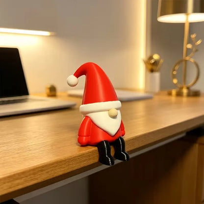 Dwarf Santa Claus Sitting Statue, Mini Christmas Ornament, Cute Ornament, Ideal for Bookshelf Edge, Office Desk, Home Desktop Decor