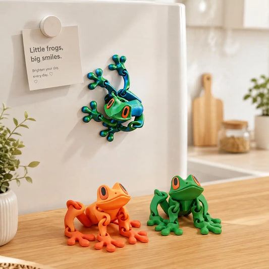 3D Printed Magnetic Poseable Frog Animal Toy - Glow-in-the-Dark Colorful Gradient Refrigerator Magnet, Christmas Gift, Unique Decor, Interactive Desk Trinkets for Couples