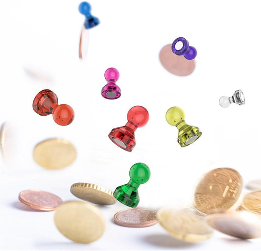Push Pin Magnets - 58 Pack 7 Assorted Color Strong, Office, Use at Kitchen Home and School Classroom, for Refrigerator Dry Erase Board and Whiteboard.